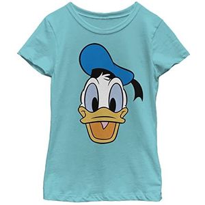 Disney Tekens Big Face Donald Girl's Solid Crew Tee, Tahiti Blue, XS, Tahiti Blue, XS