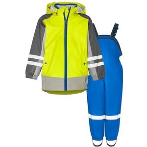Playshoes Regenset, tweedelig, 3-in-1 regenjas en regenbroek, waterdicht, 3-in-1 geelblauw, 128