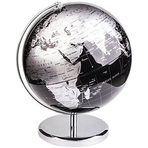 Exerz 30cm wereldbol - Engelse kaart - Educatieve/geografische/moderne bureaubladdecoratie - met een metalen voet - Metallic zwart - diameter: (30cm)