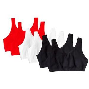 Fruit of the Loom Women's Built Up Tank Style Sports Bra 6 Pack, Red Hot/White/Black, 48