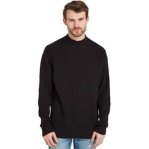 Calvin Klein Jeans Opgeblazen Ck Mock Sweater voor heren, Zwart, XS