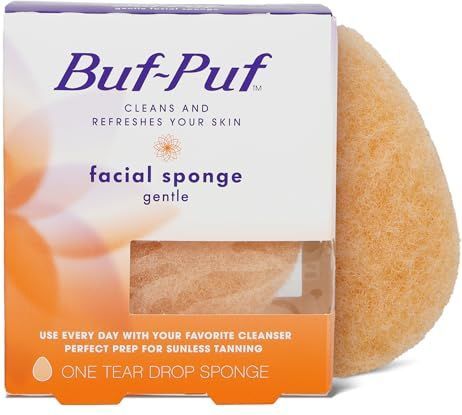 Buf-Puf Zachte gezichtsspons, Dermatoloog ontwikkeld, verwijdert diep vuil en make-up die puistjes en mee-eters veroorzaakt, herbruikbaar, exfoliërend, 1 telling
