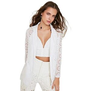 Trendyol Brodel-jas voor dames, Wit, 34