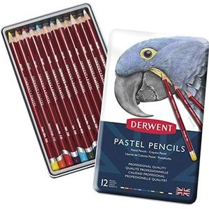 Derwent Pastelpotloden, Tekenen en Kleuren, Set van 12, Ideaal voor Mengen en Kleuren, Professionele Kwaliteit, 32991,12 Stuk