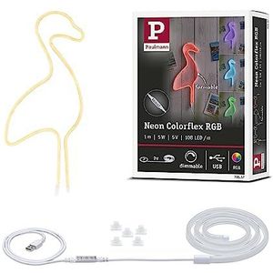 Paulmann 70557 LED strip Neon Colorflex USB Strip RGB 1 m incl. kabelschakelaar incl. 1x5 watt dimbaar lichtband wit lichtstrip kunststof LED band