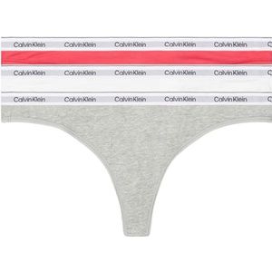 Calvin Klein Dames 3-pack string (laagbouw), Azalea/wit/grijs heather, M, Azalea/Wit/Grijs Heide, M