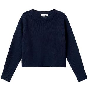 NAME IT Nkfvajsa Ls Short Knit Gebreide trui voor meisjes, Dark Sapphire, 122/128 cm