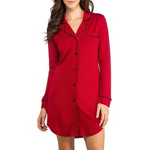 Cosabella Dames Bella Night Shirt tweedelige pyjama, rood (poinsettia/zwart), L