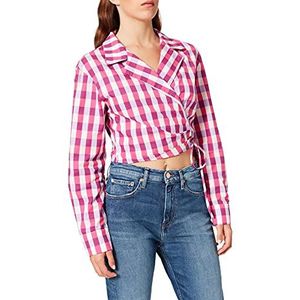 NA-KD Overlap cropped overhemd voor dames, roze, 42