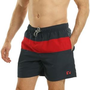 RIPT Performance Heren Essentials Quick Dry UV 50 Zonnebescherming Zwemshort Trunks,Marineblauw/Rood, S