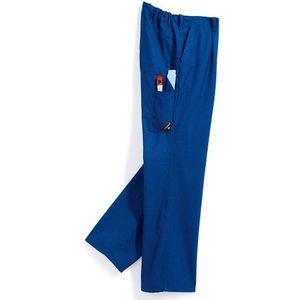 BP Cotton Plus 1469-720-13 werkbroek - stoffen bretels met rubberen inzetstuk - zakken voor kniebeschermers - puur katoen - slanke pasvorm - maat: 106 - kleur: koningsblauw