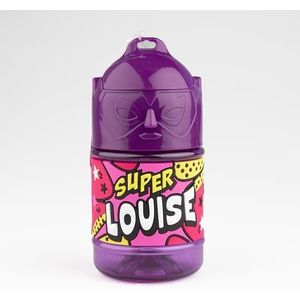 Gepersonaliseerde kinderfles, waterfles met rietje - Super Louise