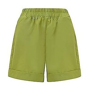 BALOU Dames katoen linnen hoge taille shorts, lime, UK 16, Kalk, 42