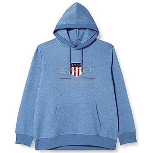 GANT REG Archive Shield Hoodie voor heren, denim blue melange, standaard, Denim Blue Mel., XS