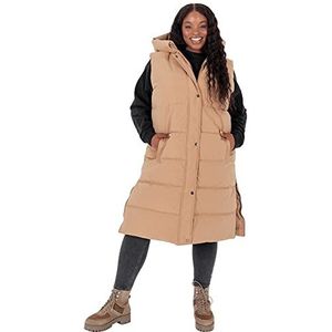 Lovedrobe Dames dames capuchon gilet mouwloze gewatteerde winterjas jas body warmer plus size met zijzakken, Nerts, 50