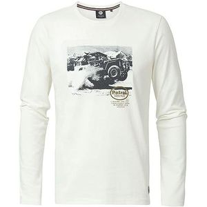 Petrol Industries Heren T-shirt LS Round Neck T-Shirt, wit (Dusty White), S