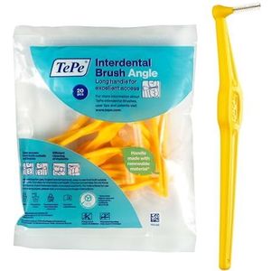 TePe Angle Interdentale rager, Geel, 0.7mm/ISO 4, 20st, plakverwijderaar, gemakkelijke en efficiënte reiniging tussen de tanden, floss voor smalle tussenruimten