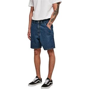 Urban Classics Organic Denim Bermuda voor heren, klassieke shorts, mid indigo washed, 28