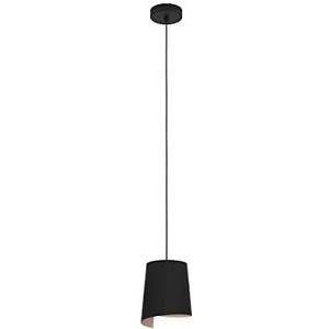 EGLO Hanglamp Bolivia, 1-lichts pendellamp eettafel, lamp hangend voor woonkamer en eetkamer, eettafellamp van metaal in zwart en zandkleur, E27 fitting