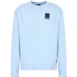 Armani Exchange Milan Edition Crewneck Pullover Sweater voor heren, Placid Blue, L
