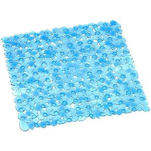 Spirella Douchemat, antislipmat, Riverstone, antibacterieel, antislip, 55 x 55 cm, met sanitized hygiënische functie, blauw, Made in EU