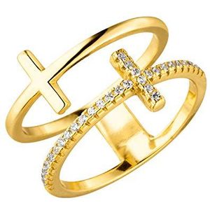PURELEI® Ring Double Cross (goud en zilver), stof