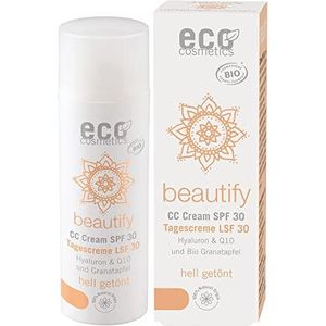 eco cosmetics Bio CC Cream, dagcrème getint licht met OPC, Q10 en hyaluronzuur, veganistische anti-rimpelcrème, SPF 30, 1 x 50 ml