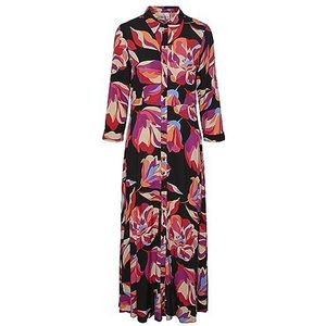 YAS Yassavanna lange shirtjurk S. Noos jurk voor dames, Zwart/Aop: bloemenprint, XL