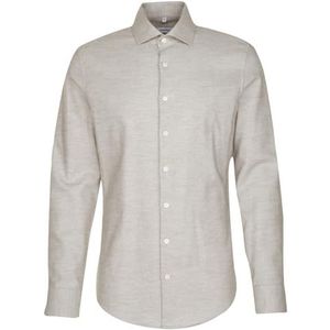 Seidensticker Flanellen overhemd voor heren, slim fit, flanellen overhemd, kent-kraag, lange mouwen, 100% katoen, grijs, 40