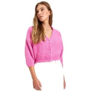 Trendyol Dames Regular Basic V-hals Knitwear Vest, roze, L