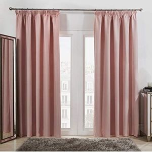 Dreamscene Potlood Plooi Verduisterende Gordijnen Set van 2 Thermische Tape Top Heading Panels, Blush Pink - Breedte 117 cm x Drop 183 cm