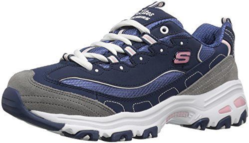 Skechers D'Lites Biggest Fan Sneakers voor dames, Blauw Navy Grey White, 37 EU