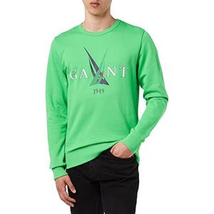 GANT SAIL sweatshirt met C-hals, MID groen, standaard, Mid Green, L