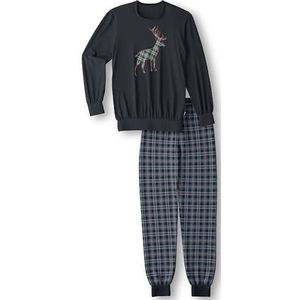CALIDA Family & Friends Pyjama met boordjes voor kinderen, van 100% biologisch katoen, met zachte geribbelde manchetten aan de boorden, Dark Sapphire, 80-86