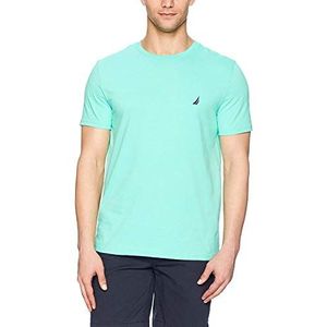 Nautica Heren T-shirt met korte mouwen en ronde hals, Mint Lente Solid, S