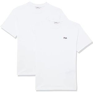 FILA Bari Double Pack T-shirt voor dames, Helder wit-helder wit, L