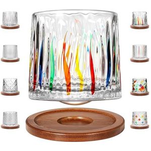 Uten Whiskyglazen bar, draaibare ouderwetse glazen beker, tuimelbeker, decompressiestotsbril met basis voor het drinken van bourbon, Scotch, cocktails, cognac, tequila, Iers, brandewijn X1900