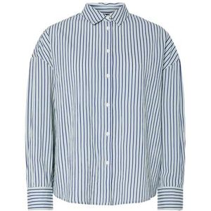 PIECES - Gestreepte Blouse - Blauw - Katoen