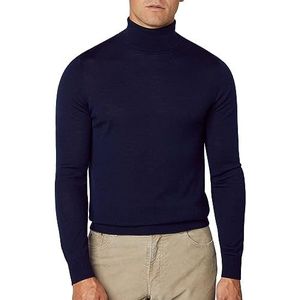 Hackett London Heren Merino Zijde Roll Neck Pullover Sweater, Blauw (zwart), M