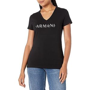 Armani Exchange Dames Stretch Cotton V-hals Logo Tee T-shirt, zwart, S