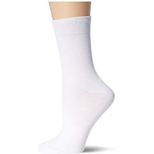 Nur Die Set van 2 klassieke katoenen sokken van ademend katoen, effen, zonder drukkende naad, dames, wit, 39-42 EU