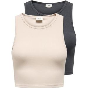 Jdy - Sofia S/L Crop Tank Top - Peyote - 2-Pack