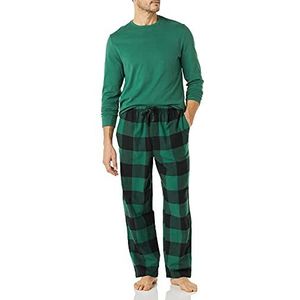 Amazon Essentials Flanellen pyjamaset voor heren (verkrijgbaar in groot en lang), groen/buffelpatroon, XX-Large
