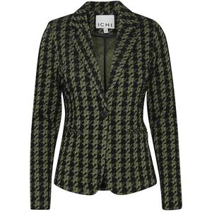 ICHI Ihkate Houndstooth Bl Casual zakelijke blazer voor dames, 202720/Parrot Green Houndstooth, M