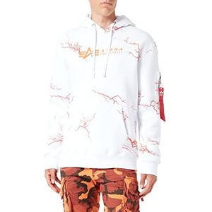 ALPHA INDUSTRIES Lightning AOP Hoody voor heren, wit/oranje, M
