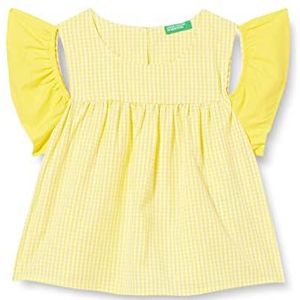 United Colors of Benetton Shirt 57KTGQ011, geel en wit 906, YS meisje, Patroon geruit geel en wit 906