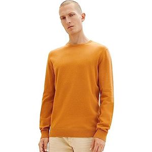 TOM TAILOR Basic gebreide trui met ronde hals heren, 27682-roestige oranje gebrande melange, XL