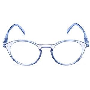 Contacta, Jelly leesbril voor dames en heren, halftransparant, glanzend, met flexibele stangen, kleur blauw, dioptrieën + 1.00, verpakking met brillenkoker, 26 g