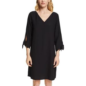 ESPRIT Collectie crêpe-jurk met lasergesneden details, 001/Black, 32