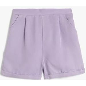 Koton Girls's elastische tailleband Modal Stof Pocket en Pleated Detail Shorts, paars (359), 9-10 Jaar